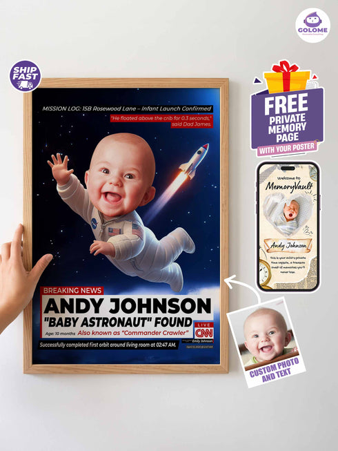 Custom Baby Astronaut Poster – Personalized Space Explorer Wall Art